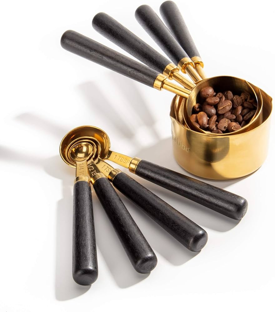 LaGoldoo Measuring Cups and Spoons Set of 8 Pcs, Father's Day Gifts Gold Measuring Cup Kit with W... | Amazon (US)