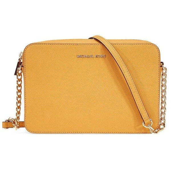 Michael Kors Jet Set Large Leather Marigold Crossbody Handbag | Bed Bath & Beyond