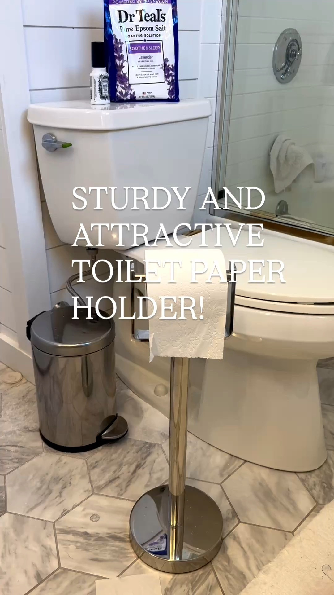 ✅Assembled in a minute
✅Looks great in this bathroom!
✅Easy to switch out the TP!

#LTKHome