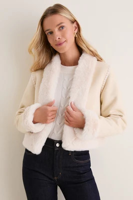 Cream Faux Suede & Fur Harding Jacket | Tuckernuck (US)