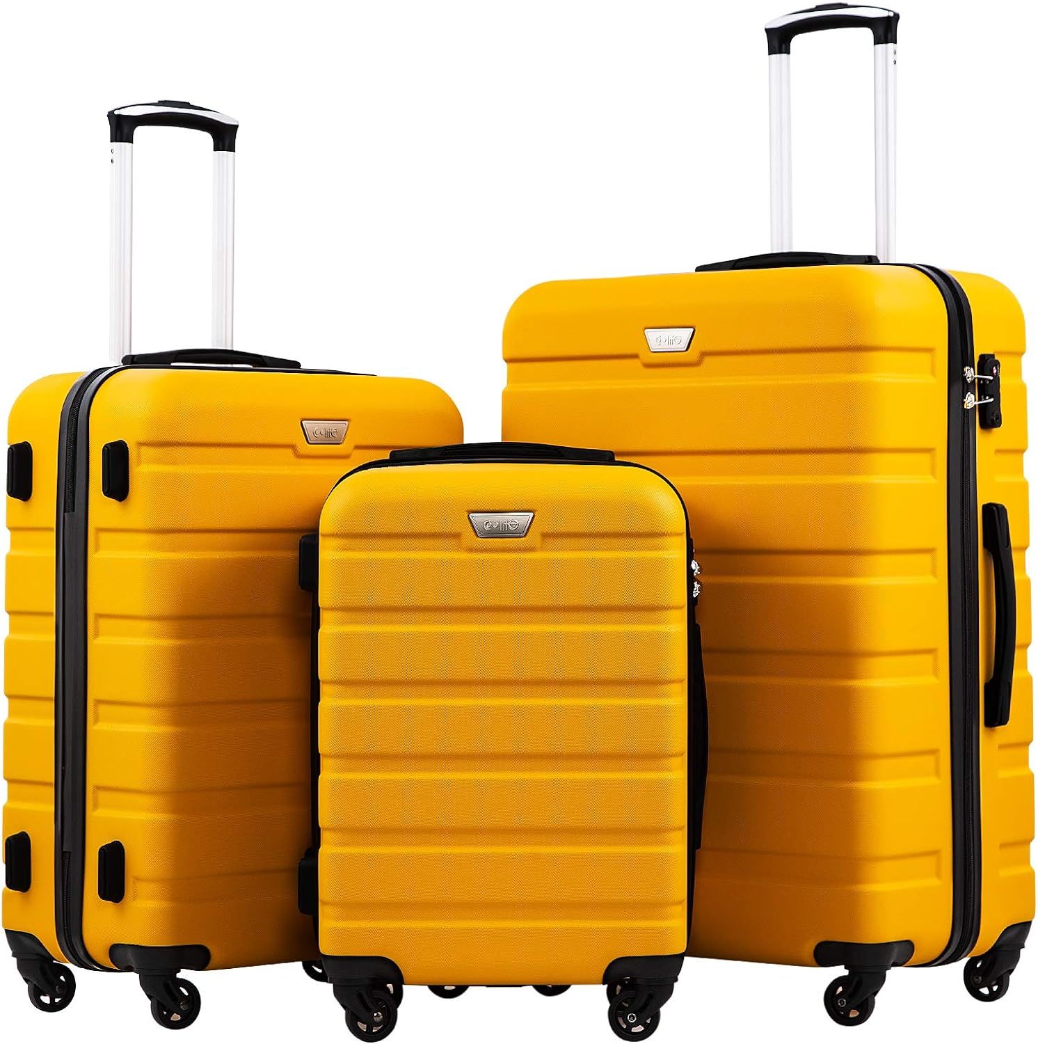 Coolife Luggage 3 Piece Set Suitcase Spinner Hardshell Lightweight TSA Lock 4 Piece Set | Amazon (US)