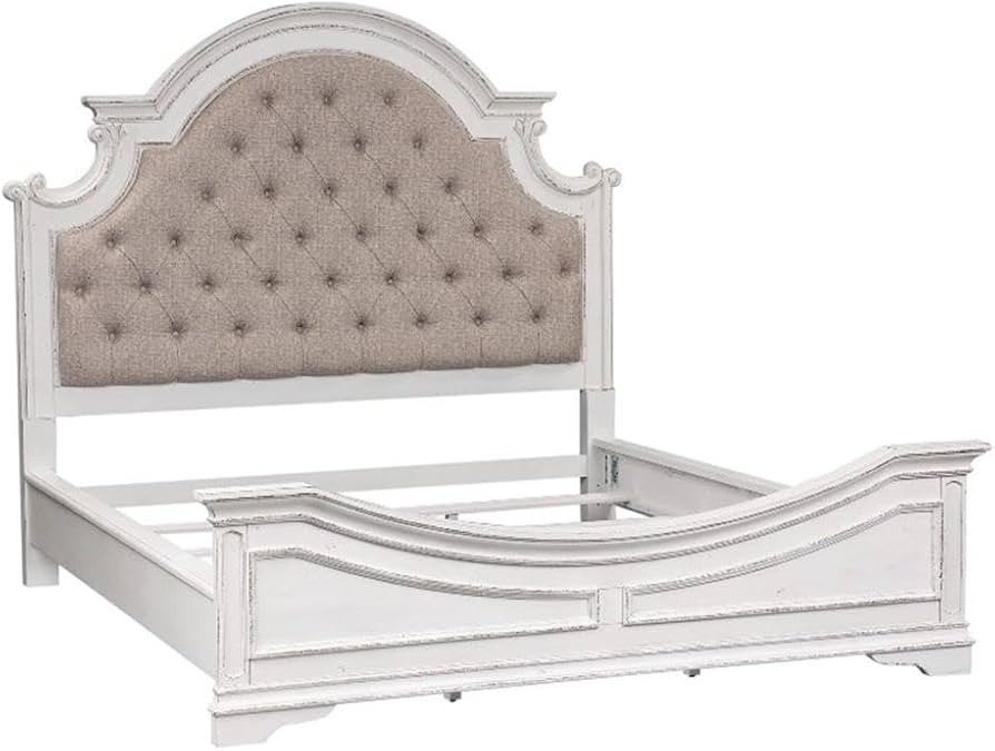 Liberty Furniture Industries Magnolia Manor King Upholstered Bed, White | Amazon (US)
