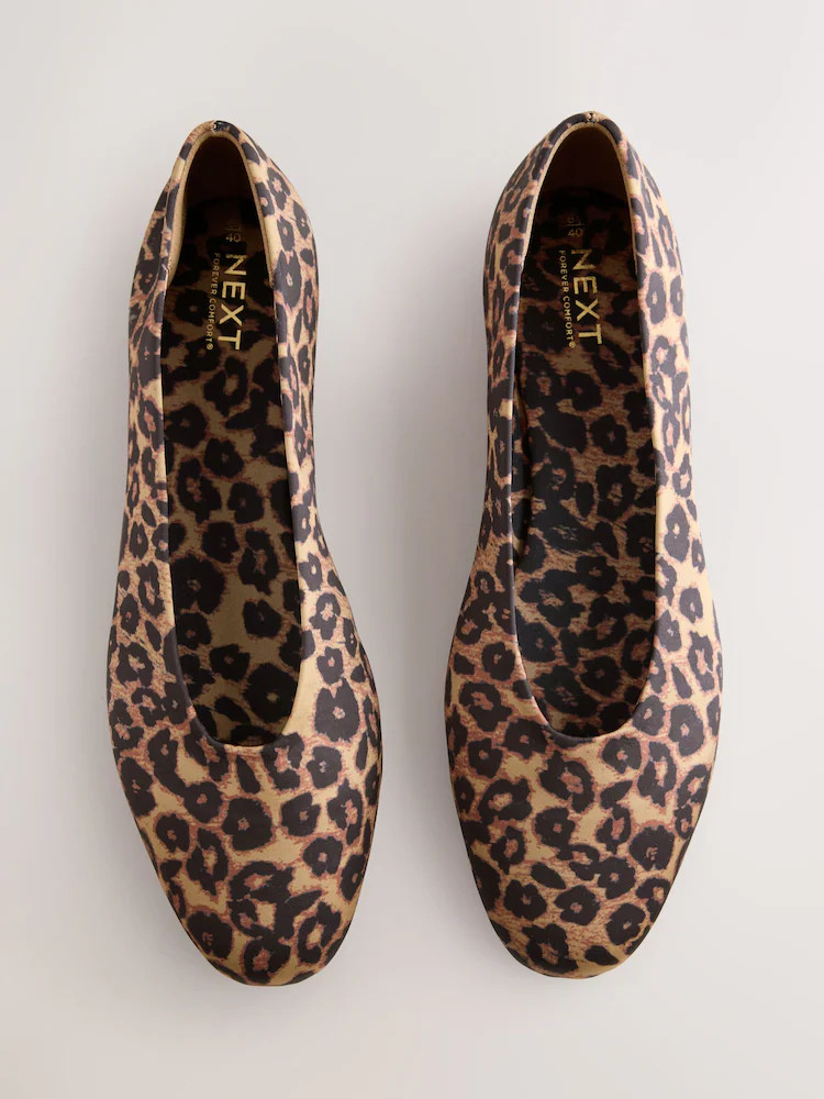 Buy Leopard Forever Comfort\u00ae Almond Toe Ballet Flats from Next Ireland | Next EU