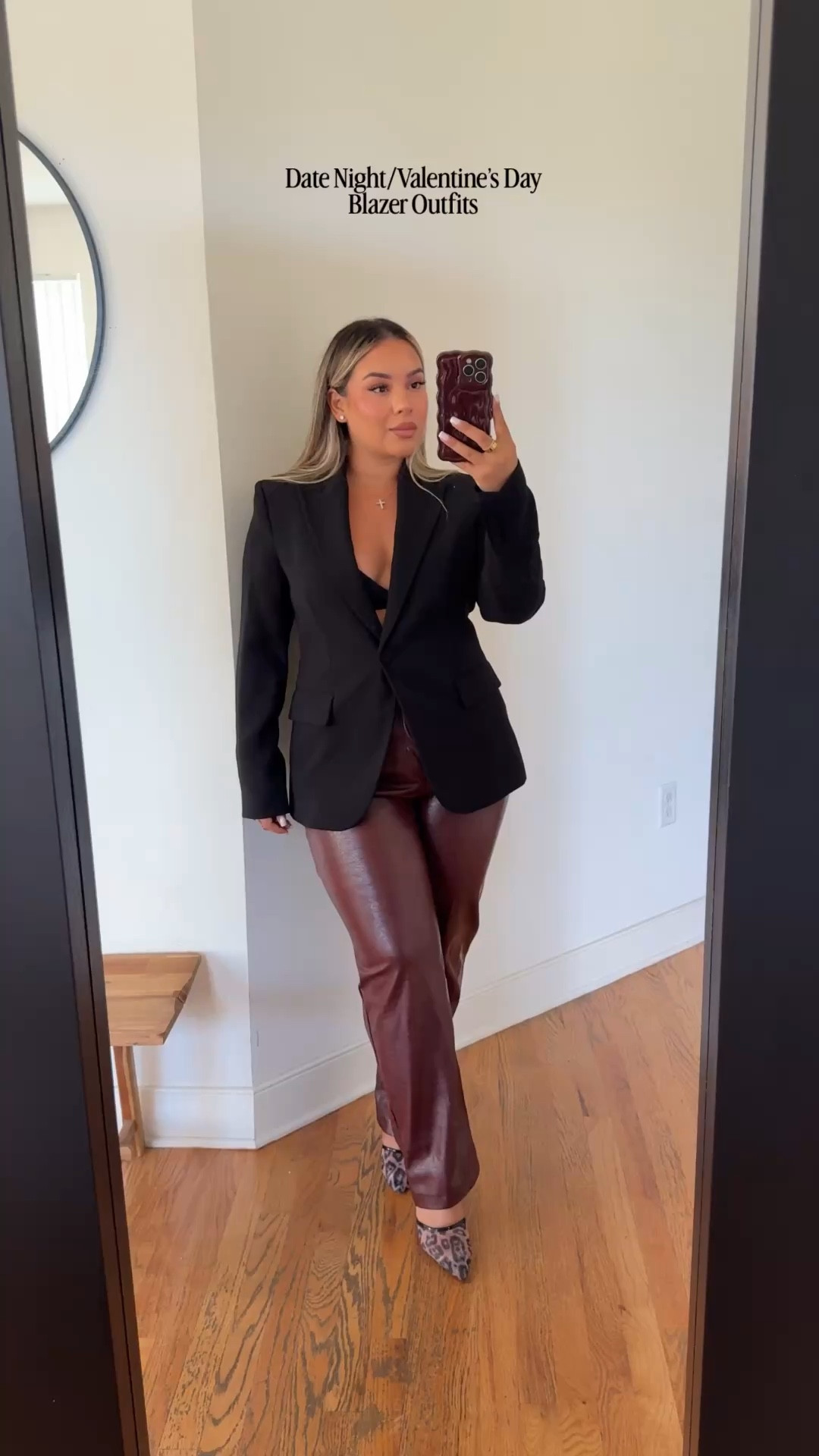 Date Night/Valentine’s Day Outfit Inspo💕 sizing: 

Blazers: L 
Faux Leather Pants: US 12/31 
Bralette: L
Jeans: Curve Love 31 


#LTKFindsUnder100 #LTKSeasonal #LTKMidsize
