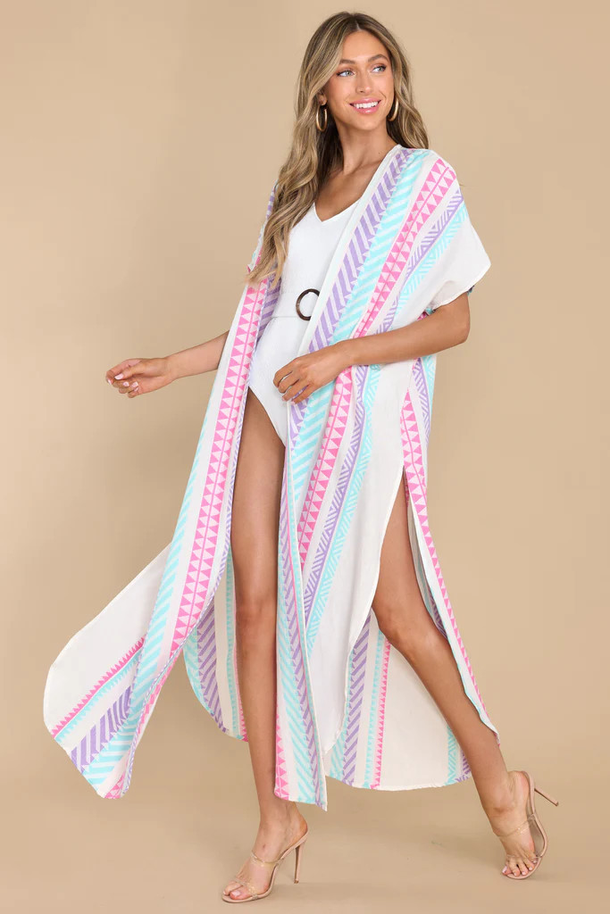 Having Some Me Time White Multi Print Cover Up | Red Dress 