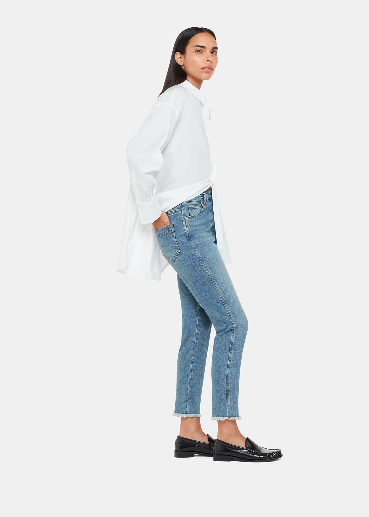 Denim Stretch Slim Frayed Jean | WHISTLES | | Whistles