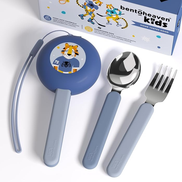 Bentoheaven Kids Utensils Set with Case, Reusable Fork & Spoon, Tiger | Amazon (US)