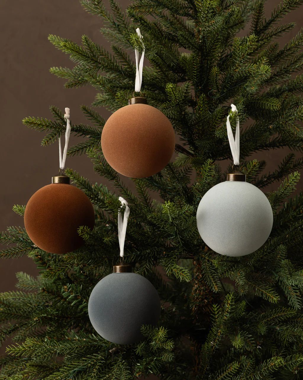 4" Assorted Flocked Baubles (Set of 4) | McGee & Co.