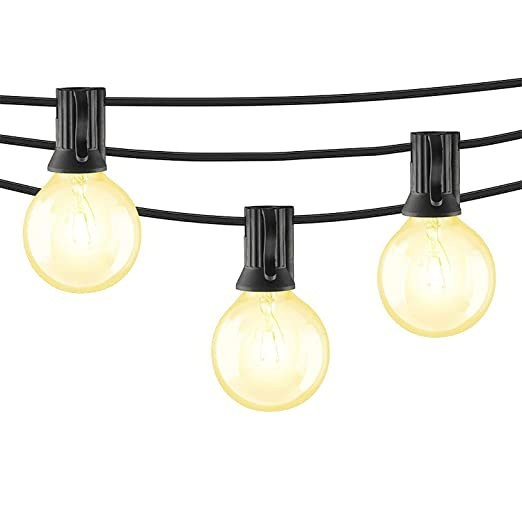 Beams 1W G40 Globe Bulb LED Weatherproof Indoor/Outdoor String Lights, 25 ft, Black | Amazon (US)