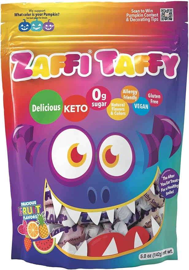 Zollipops Halloween Clean Teeth Zaffi Taffy, Natural Fruit, 10 Oz | Amazon (US)