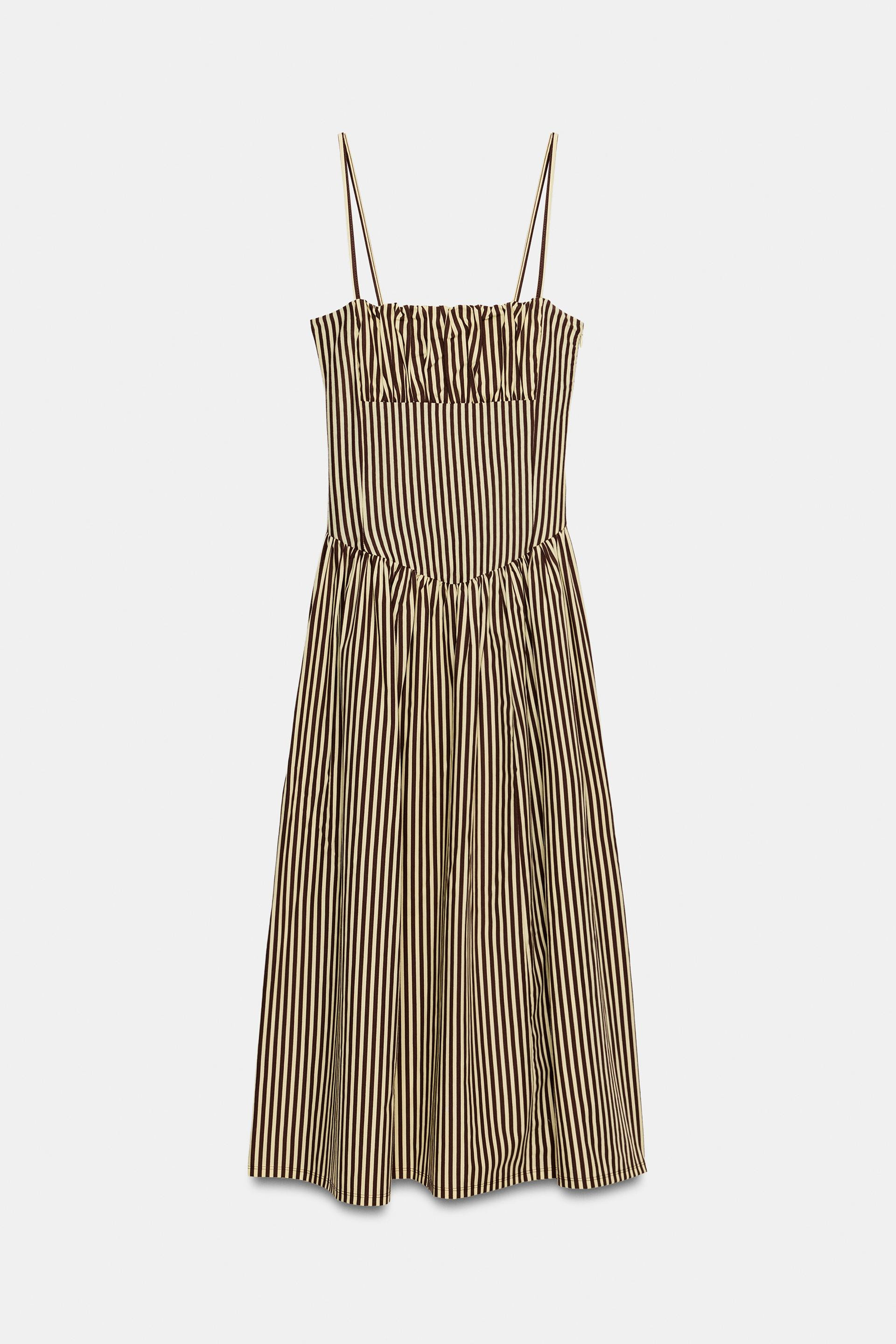 STRIPED COMBINED POPLIN DRESS | Zara UK