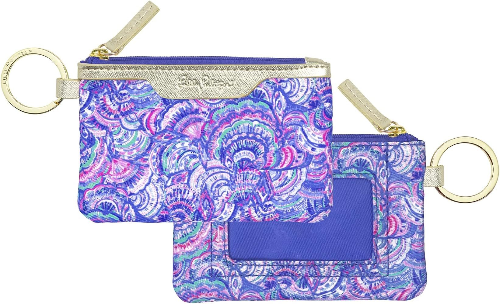 Lilly Pulitzer ID Holder Wallet, Blue Keychain Wallet with Zip Close, Cute Card and ID Case for W... | Amazon (US)