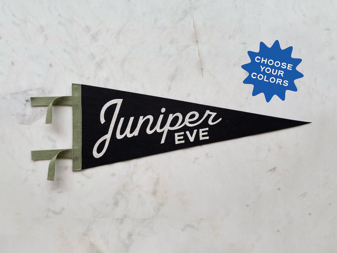 JUNIPER PENNANT Custom Name Wool Felt Pennant Flag Vintage Style Personalized Felt Pennants and B... | Etsy (US)