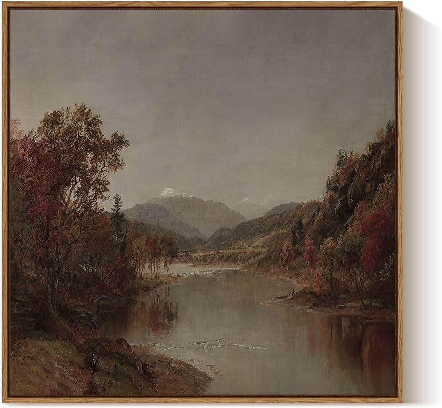 ARPEOTCY 24×24 Inch Vintage Framed Canvas Wall Art, Fall Natural Scenery Square Wall Decor for L... | Amazon (US)