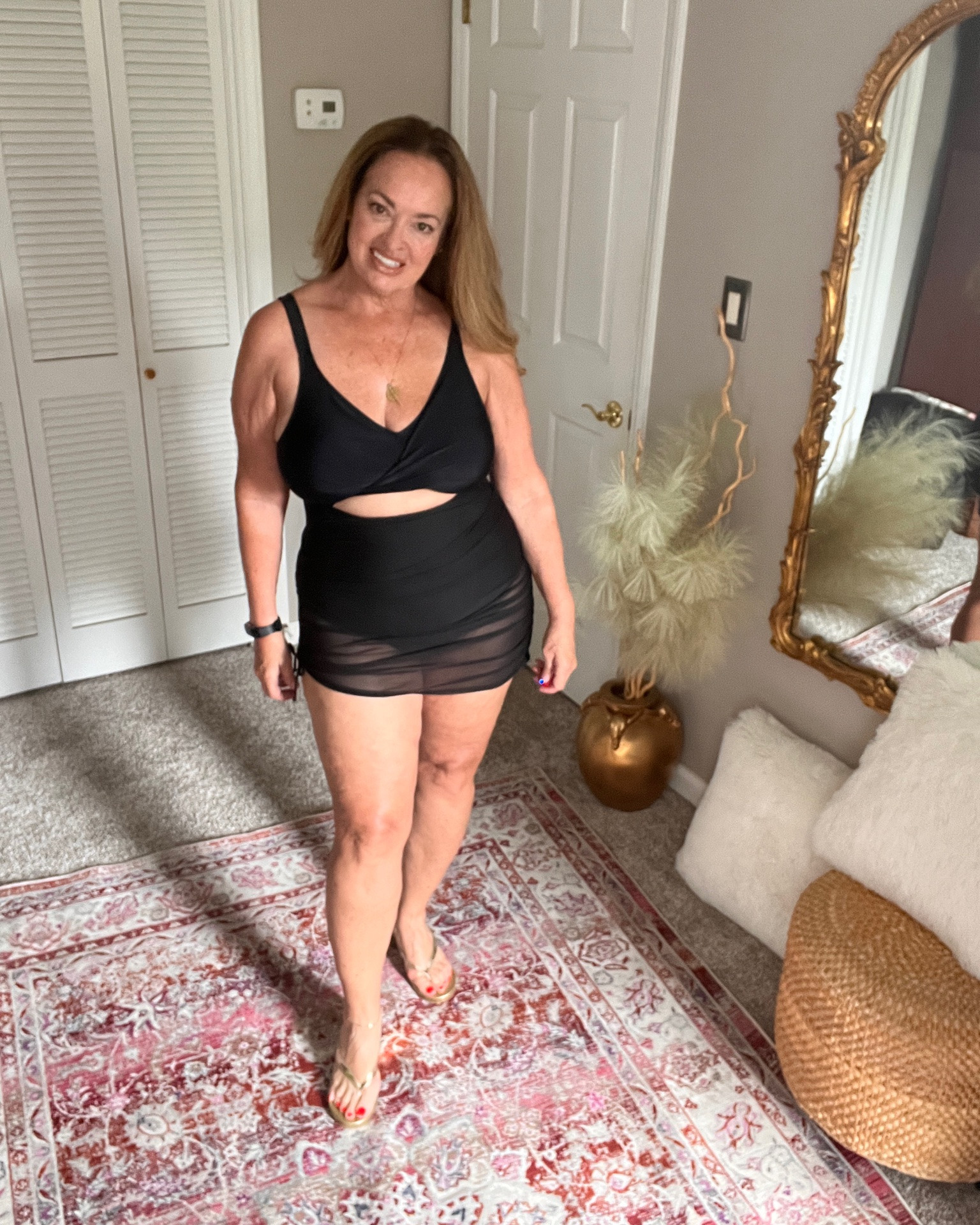 Modest yet flattering one piece swimsuit with sheer skirt and adjustable straps.

#LTKOver40 #LTKSeasonal #LTKgrwm