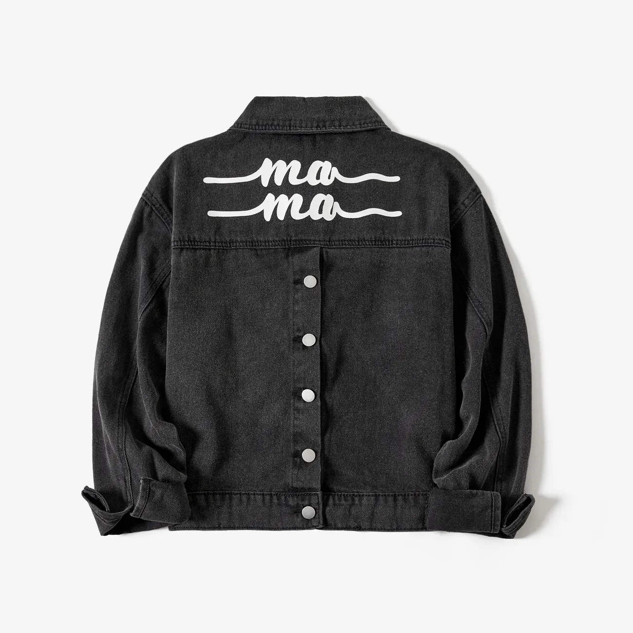 Mommy and Me Casual Letter Print Buttons & Patch Pocket Design Long-sleeve Jackets Denim Coats | PatPat