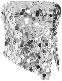 CIDER Sequin Asymmetrical Split Tube Crop Top | Amazon (US)