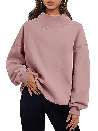 Trendy Queen Womens Oversized Sweatshirts Turtleneck Pullover Long Sleeve Hoodies Tops Fall Fashion Outfits 2024 Clothes DarkPink S | Amazon (US)