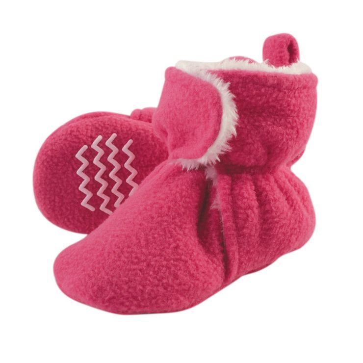 Hudson Baby Infant and Toddler Girl Cozy Fleece and Sherpa Booties, Dark Pink | Target