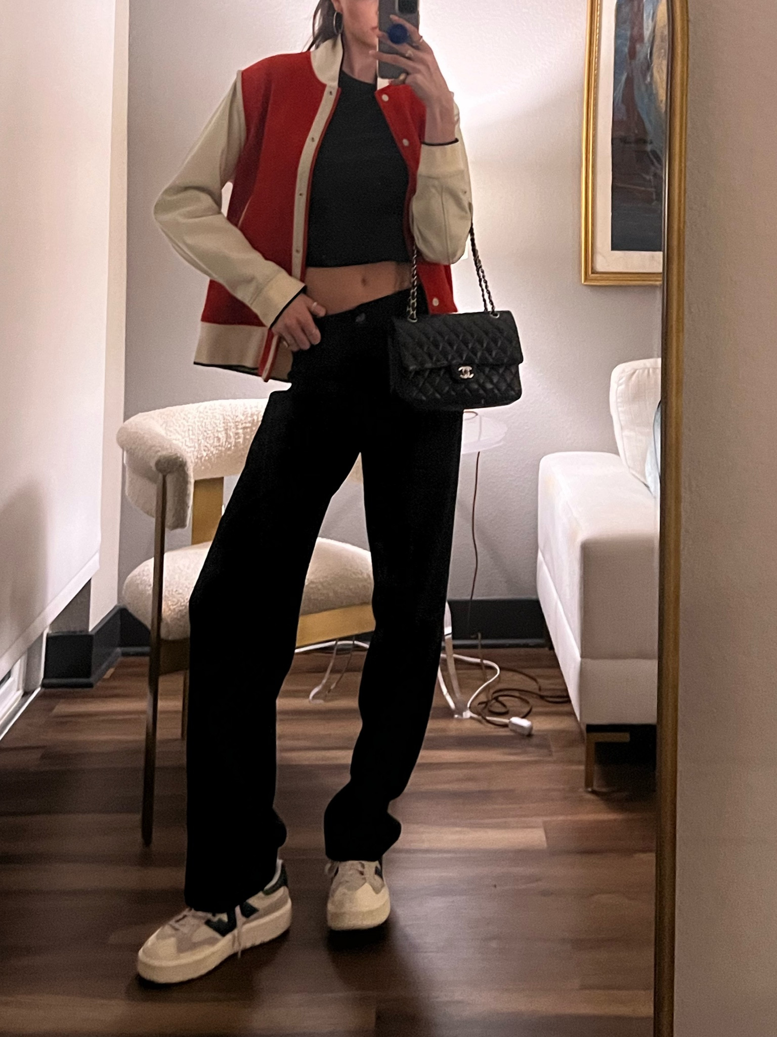 Casual Friday night with my Rag & Bone Varsity Jacket, black long sleeve tee and trousers, and my go to New Balance ct 302’s

#LTKfit