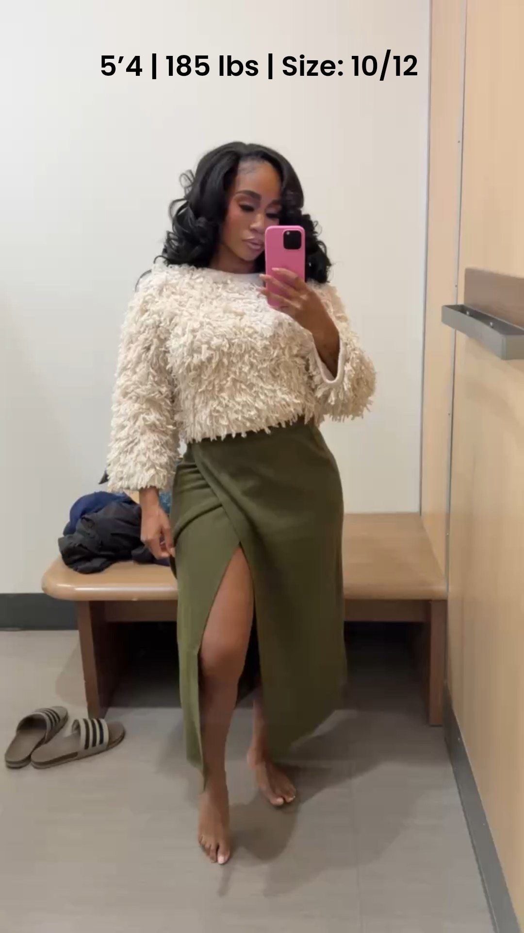 Yarn loop sweater paired with an olive green high slit maxi skirt! Under $100 outfit! 

#LTKStyleTip #LTKFindsUnder50 #LTKFindsUnder100