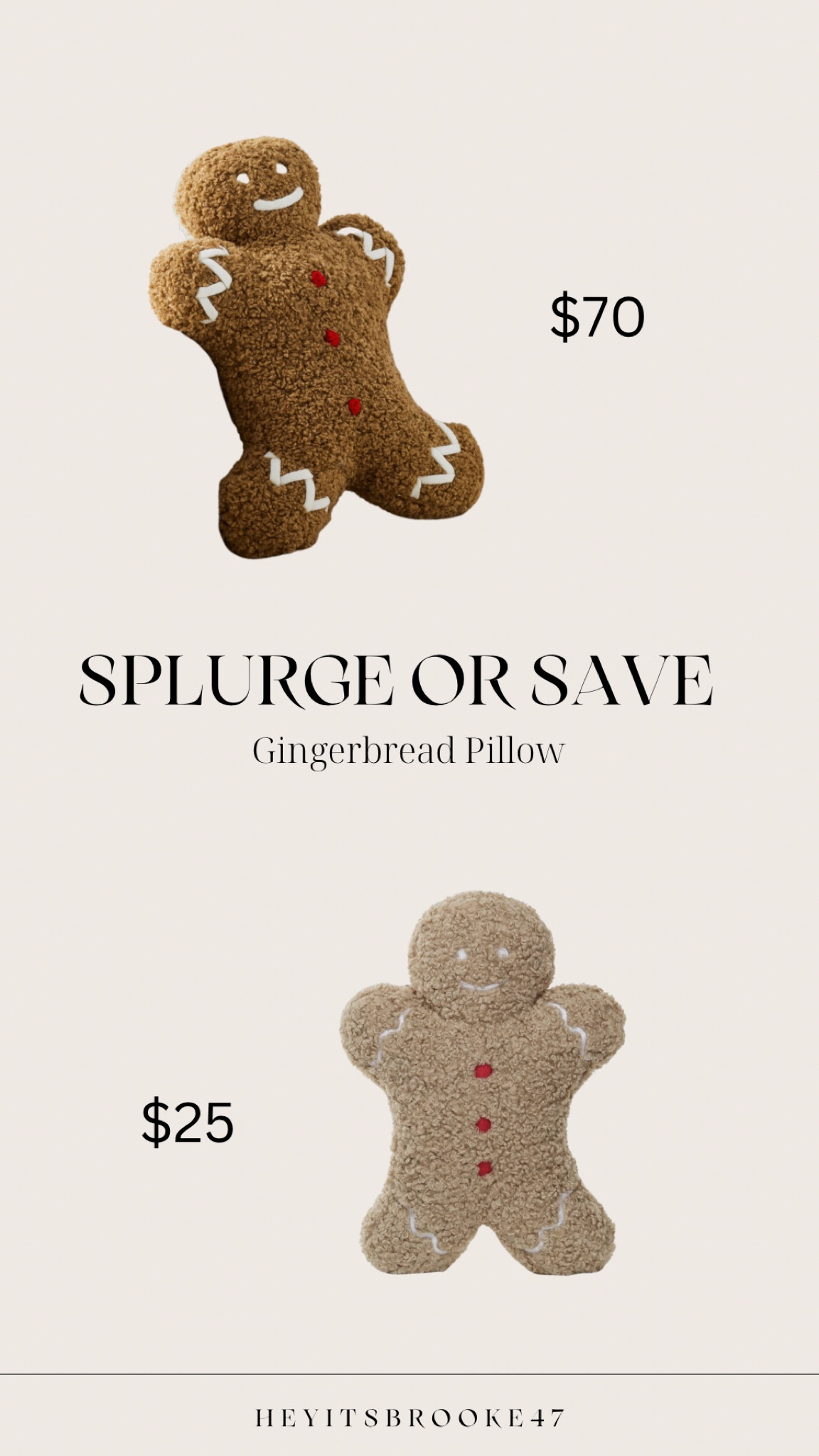 The cutest gingerbread pillow for over half the price! 🤍

#LTKSeasonal #LTKHoliday #LTKKids
