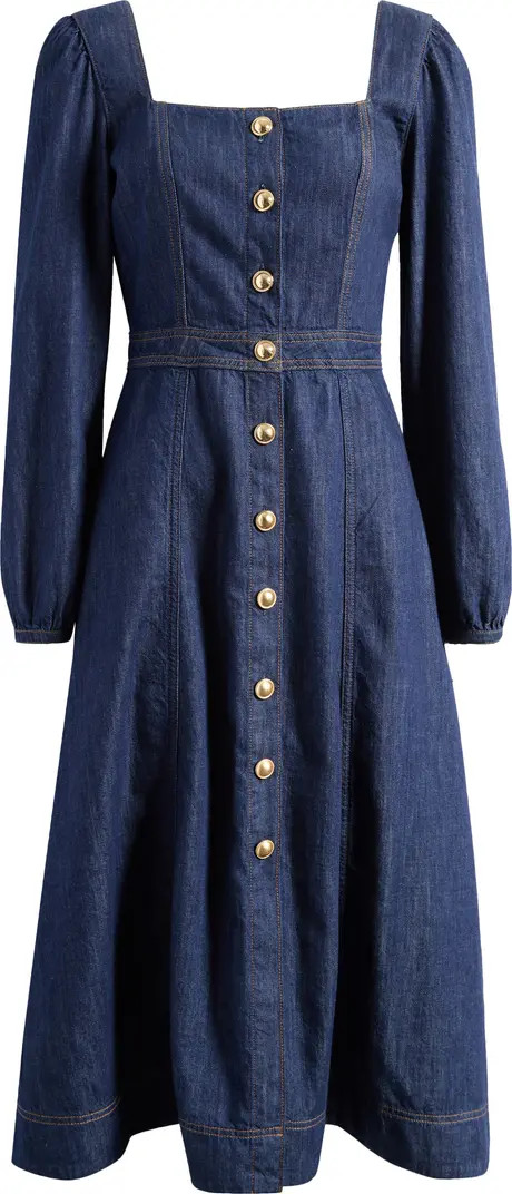 Reformation Celeste Long Sleeve Denim Midi Dress | Nordstrom | Nordstrom