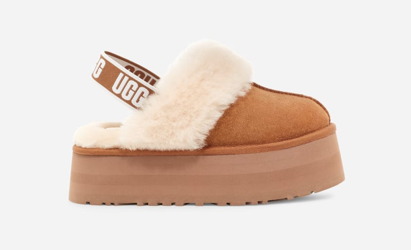 UGG Women's Funkette Sheepskin/Suede Slippers in Brown, Size 8 | UGG (US)