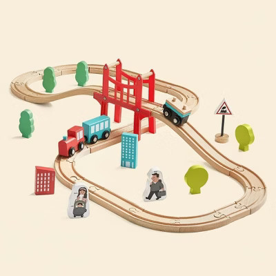 Tiny Land® Wooden Train Set for Children 39 Pcs | Target