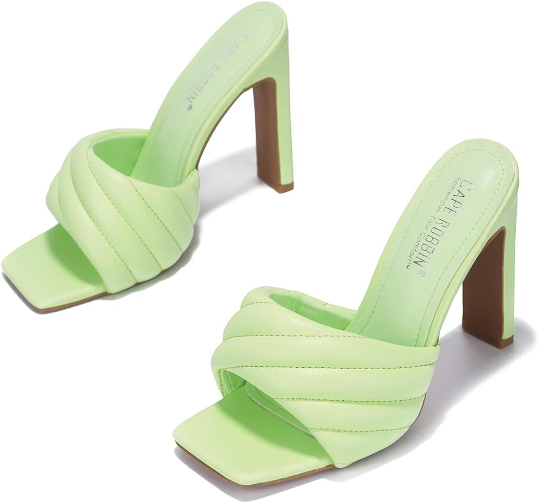Cape Robbin Lorelai Sexy Woven High Heels for Women, Square Open Toe Shoes Heels | Amazon (US)