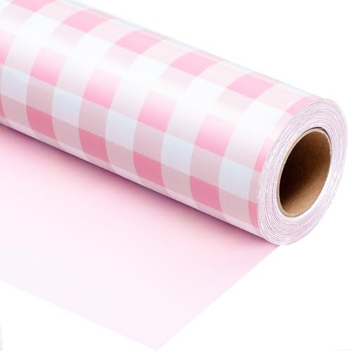 Burymento Pink Checkerboard Wrapping Paper, Gift Wrap for Birthday, Valentines, Mothers day, Graduation, Wedding, Fathers day, Baby Shower, Christmas (17in x 32.8ft) | Amazon (US)
