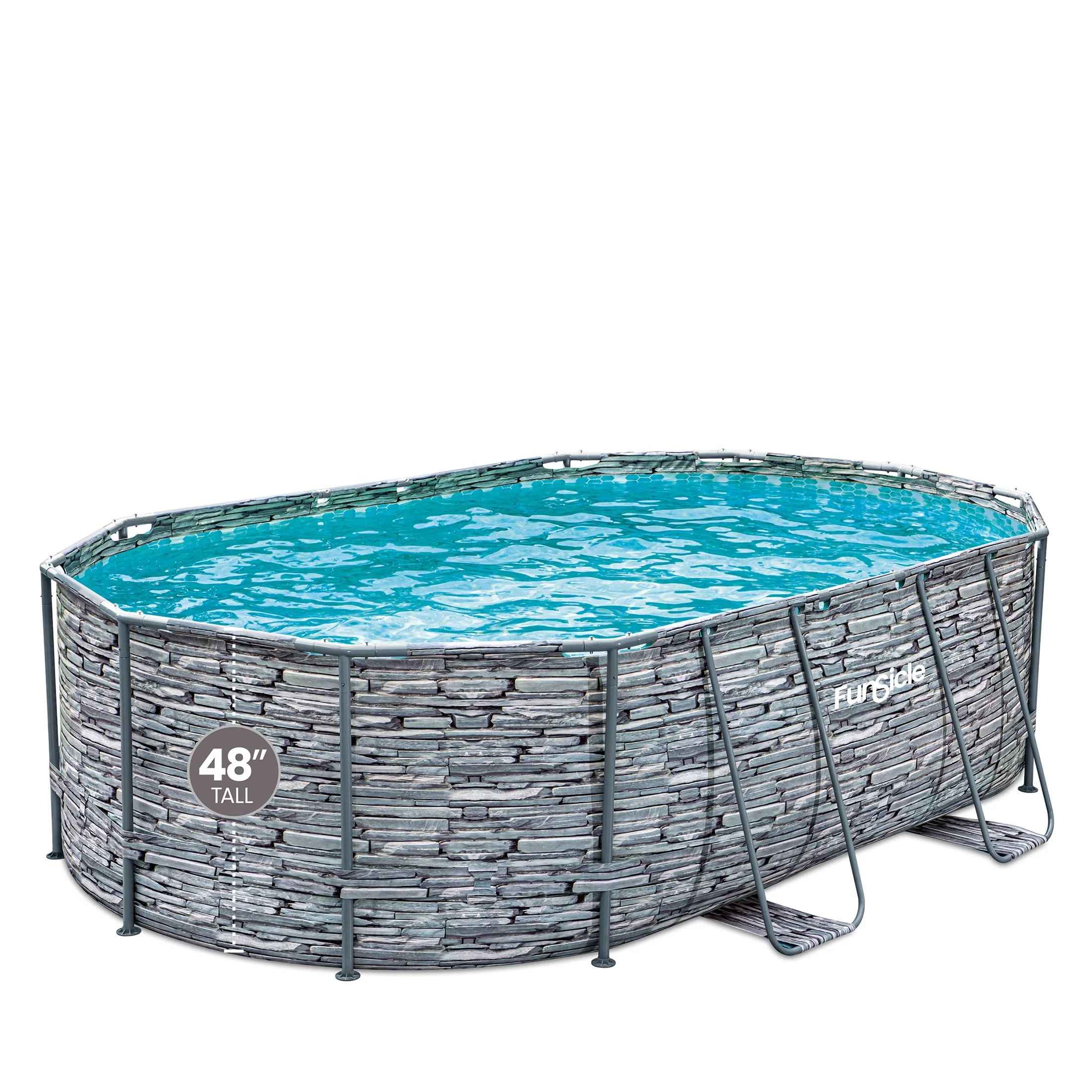 Funsicle 16 ft Oval Oasis Designer Pool, Above Ground Frame Swimming Pool, Stone Print, Age 6 & u... | Walmart (US)