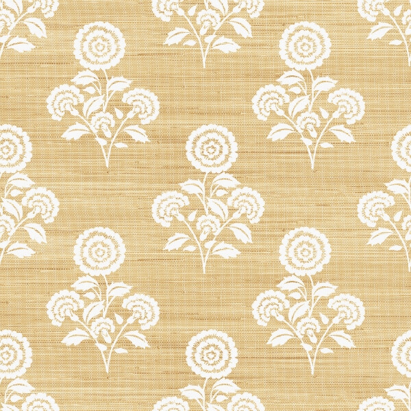 Flourish Block Print Wheat Faux Grasscloth Peel and Stick Wallpaper | WallPops