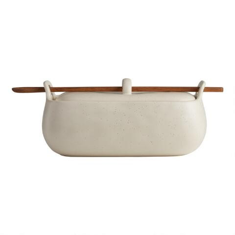 Speckled Covered Ceramic Baker with Spoon | World Market