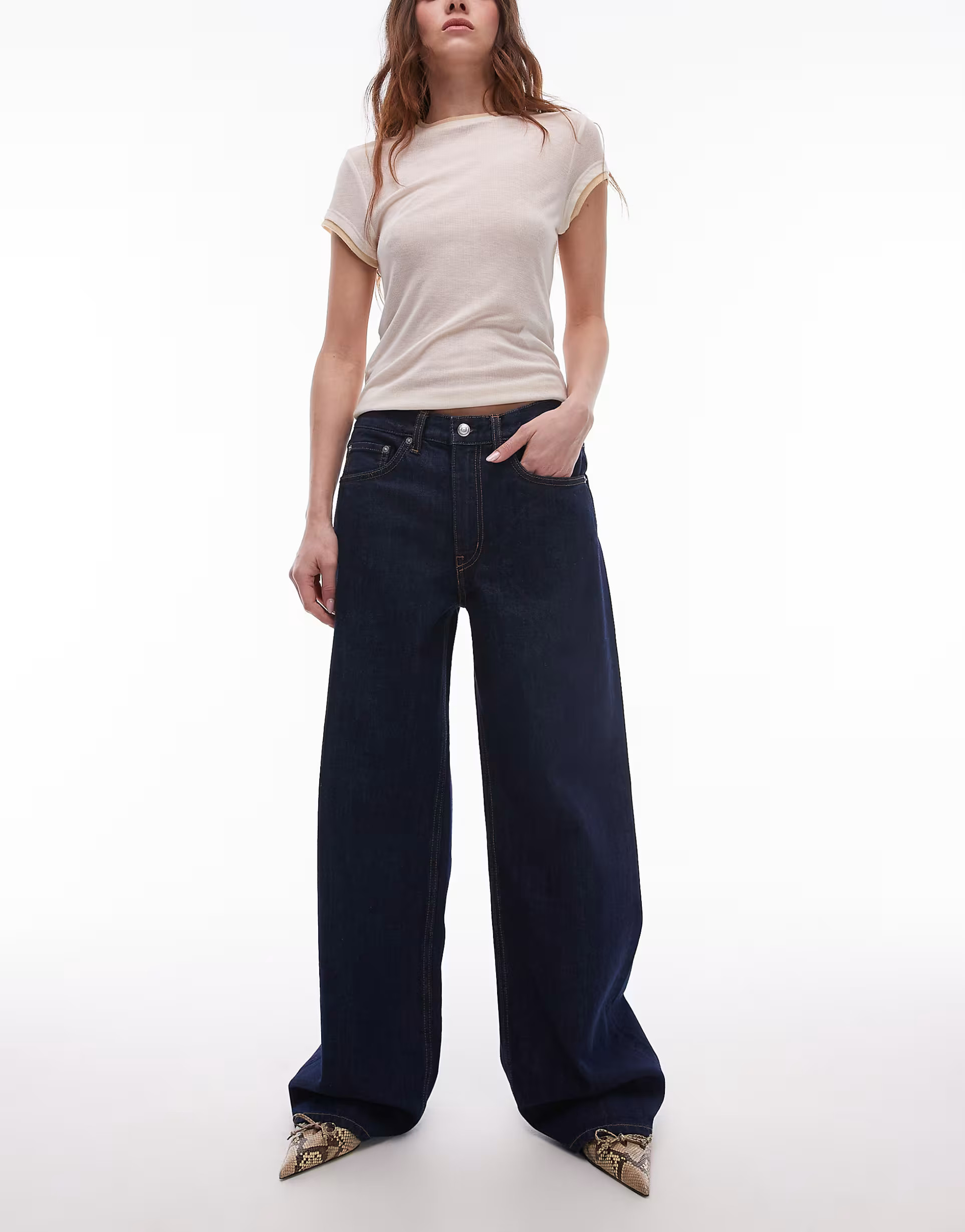 ARKET Cloud low rise baggy wide leg jeans in blue rinse wash | ASOS (Global)