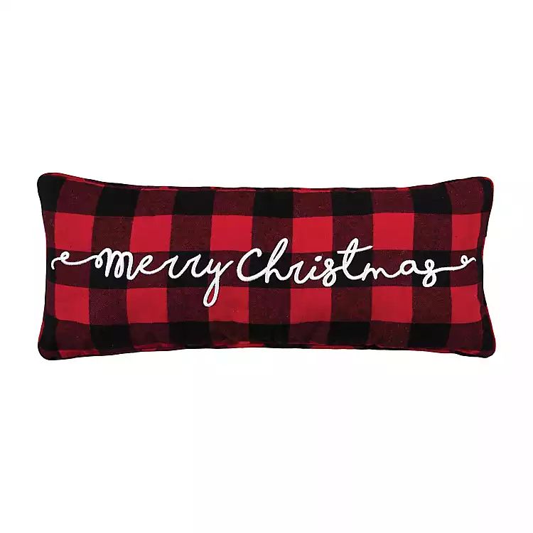 Red and Black Plaid Merry Christmas Pillow | Kirkland's Home