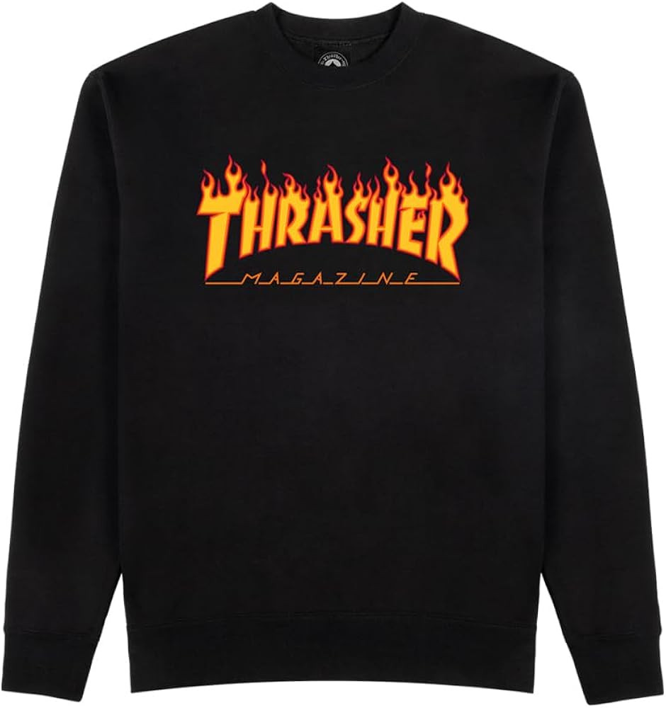 Thrasher Skateboard Magazine Crewneck Sweatshirt Flame Logo Skate Sweatshirt | Amazon (US)