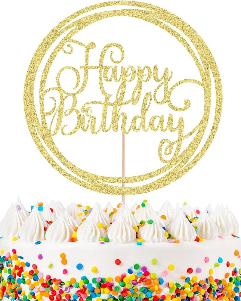 Happy Birthday Cake Topper - Golden Glitter Happy Birthday Cake Decoration Supplies for Children ... | Amazon (US)