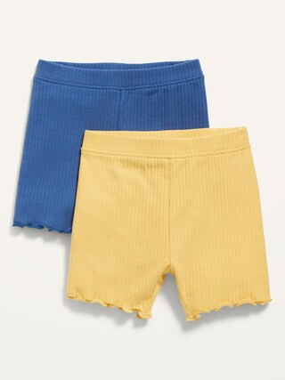 2-Pack Rib-Knit Lettuce-Edge Biker Shorts for Toddler Girls | Old Navy (CA)