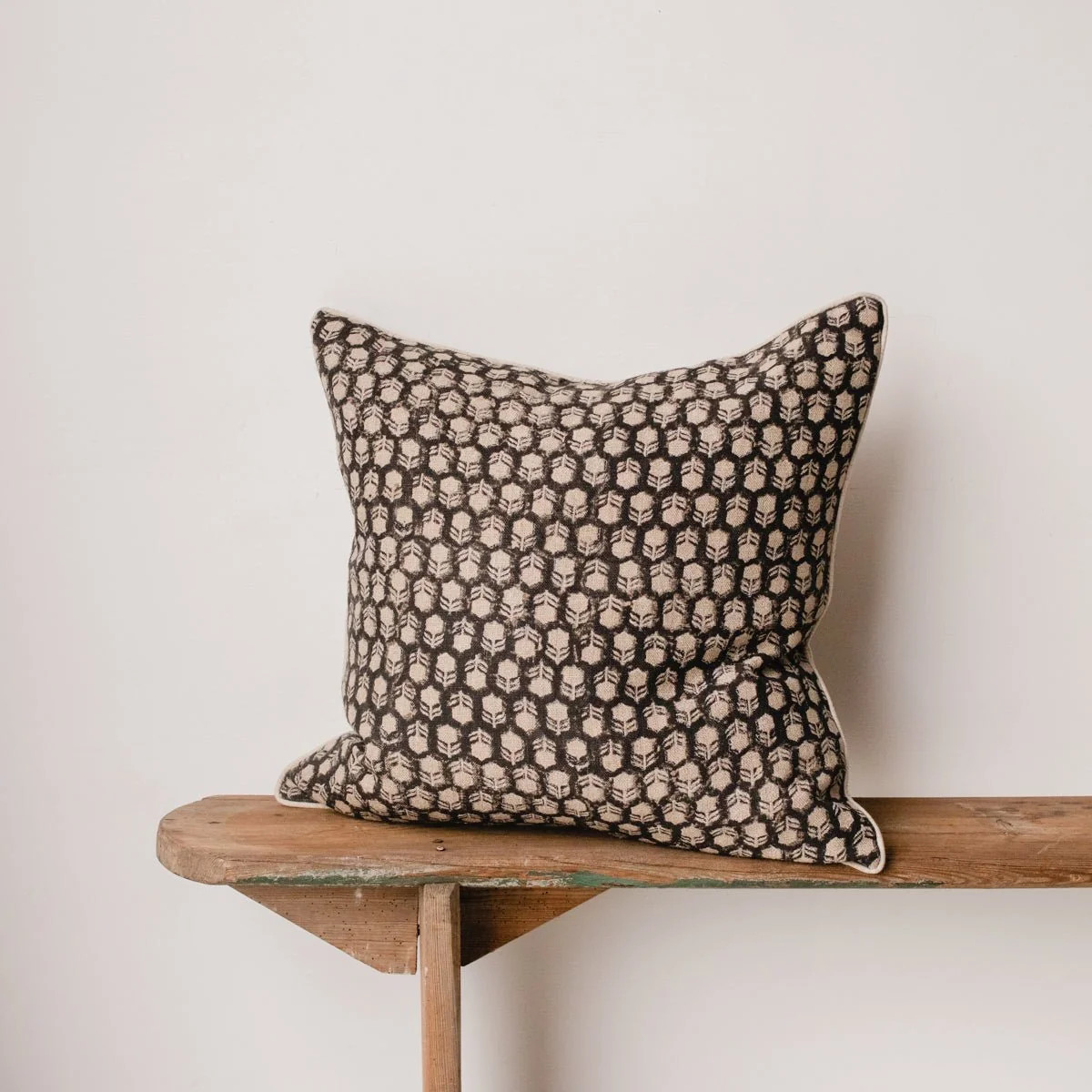 Block Print Pillow Cover | Tulsi Noir - Textiles - elsie green | Elsie Green US