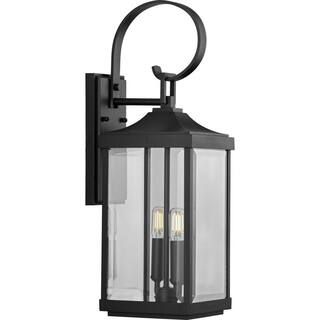 Progress Lighting Gibbes Street Collection 2-Light Textured Black Clear Beveled Glass New Traditi... | The Home Depot