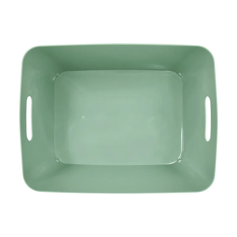 Mainstays Large Plastic Storage Bin, Green Sage | Walmart (US)