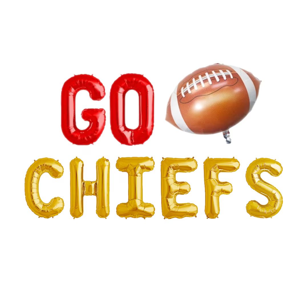 Go Chiefs Balloon Banner Superbowl Party Decor Kansas City Chiefs Fans Football Balloon Sports Th... | Etsy (US)