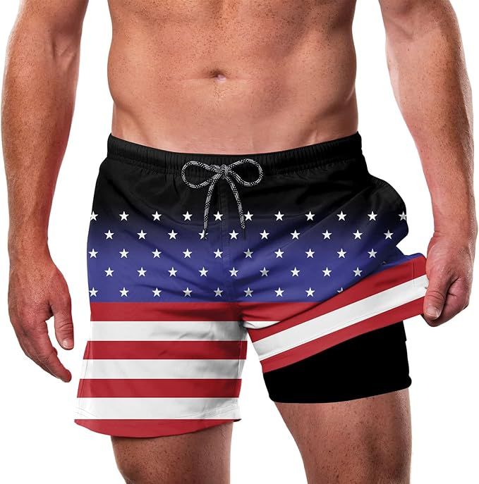 Cozople Mens Swim Trunks with Compression Liner 5.5" Inseam Quick Dry Bathing Suit Lightweight Sw... | Amazon (US)