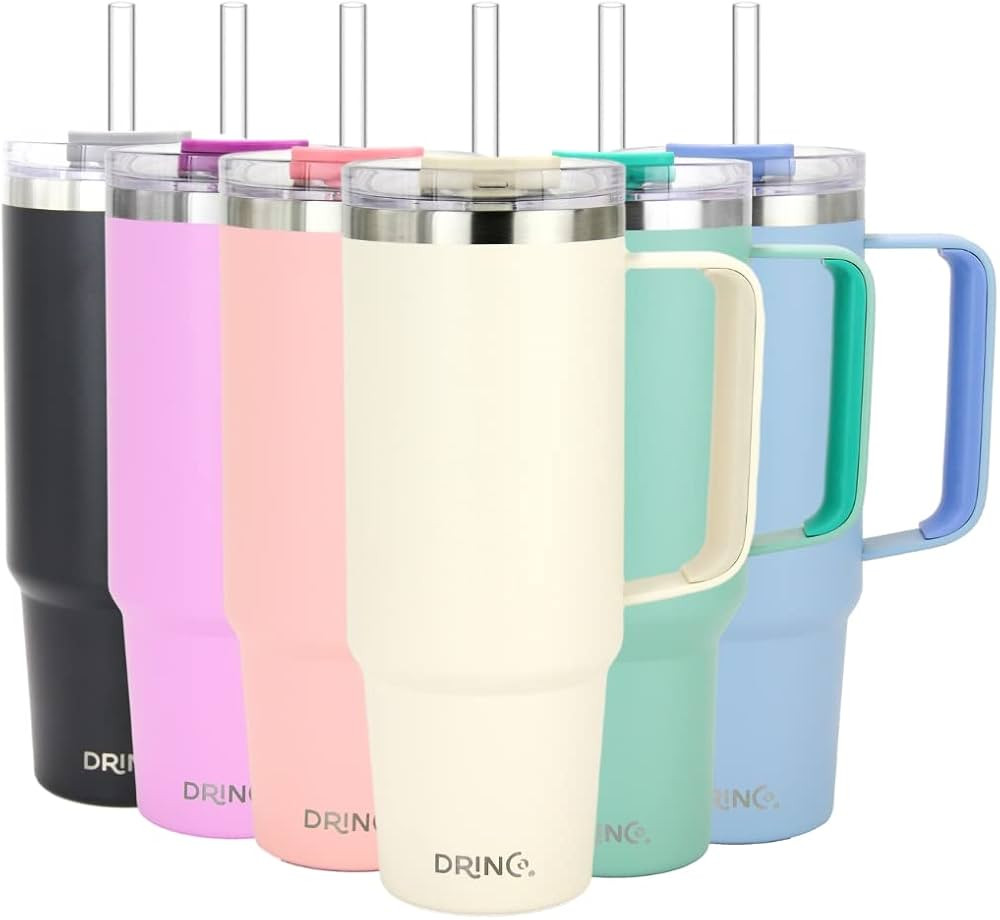 Drinco 40oz 30 oz Tumbler with Handle, Straw Lid, Insulated Stainless Steel Travel Mug Water Bott... | Amazon (US)
