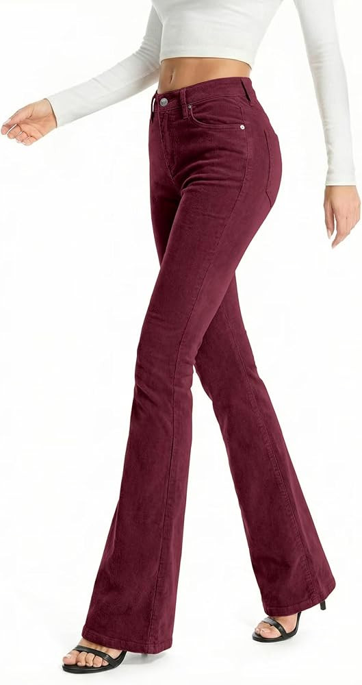 Hybrid & Company Super Comfy Stretch Women 5 Pockets Corduroy Boot Cut Pants | Amazon (US)