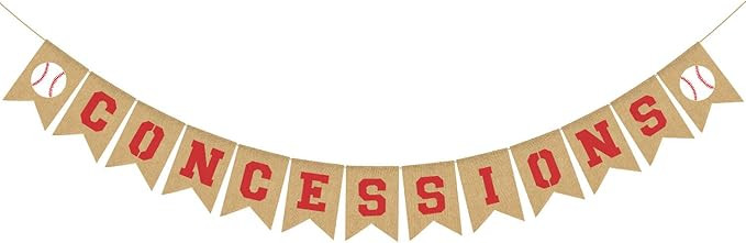 Rainlemon Jute Burlap Concession Banner Baseball Theme Baby Shower Birthday Party Bunting Garland... | Amazon (US)