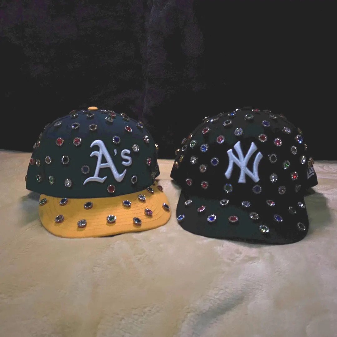 Jeweled Rhinestone Fitted Hat - Etsy | Etsy (US)