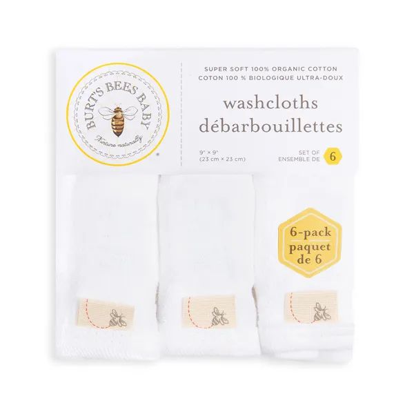 Multi Solid Organic Cotton Washcloths 6 Pack - Cloud | Burts Bees Baby