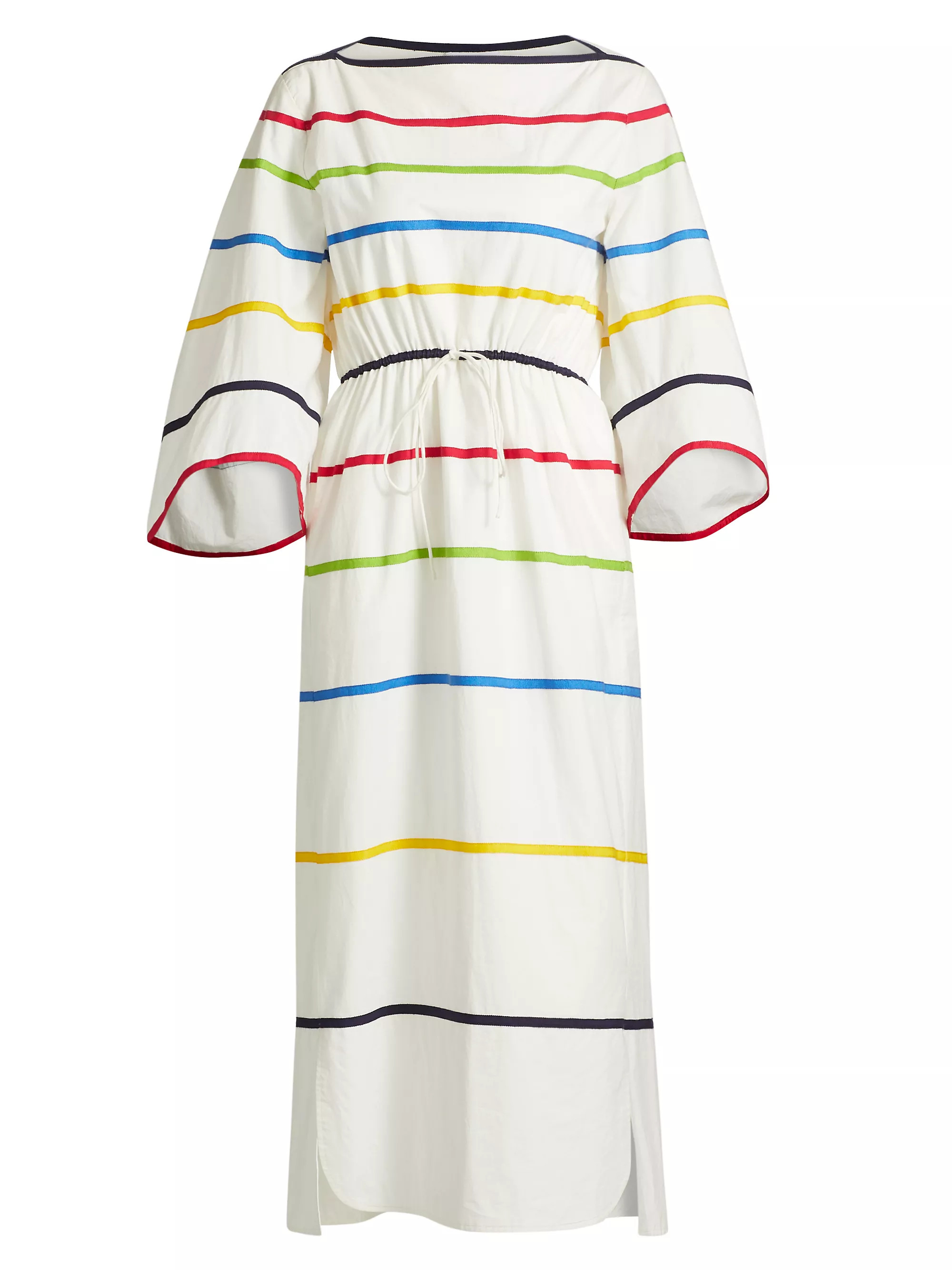 Rosie Assoulin Ribbon Striped Cotton Boatneck Midi-Dress | Saks Fifth Avenue | Saks Fifth Avenue